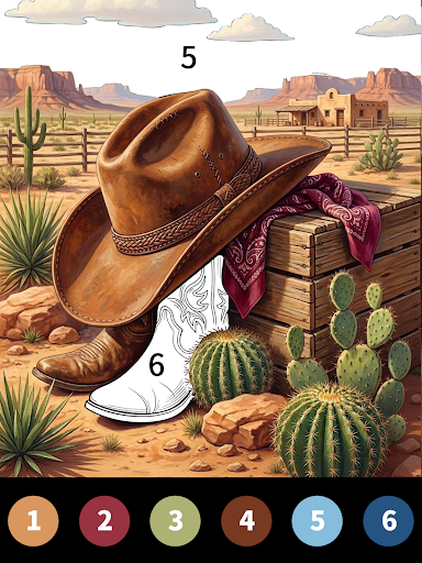Wild West Color by Number Book Screenshot 6